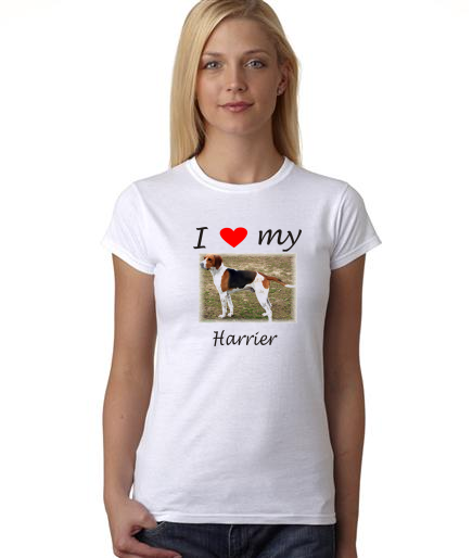 Dogs - I Heart My Harrier on Womans Shirt